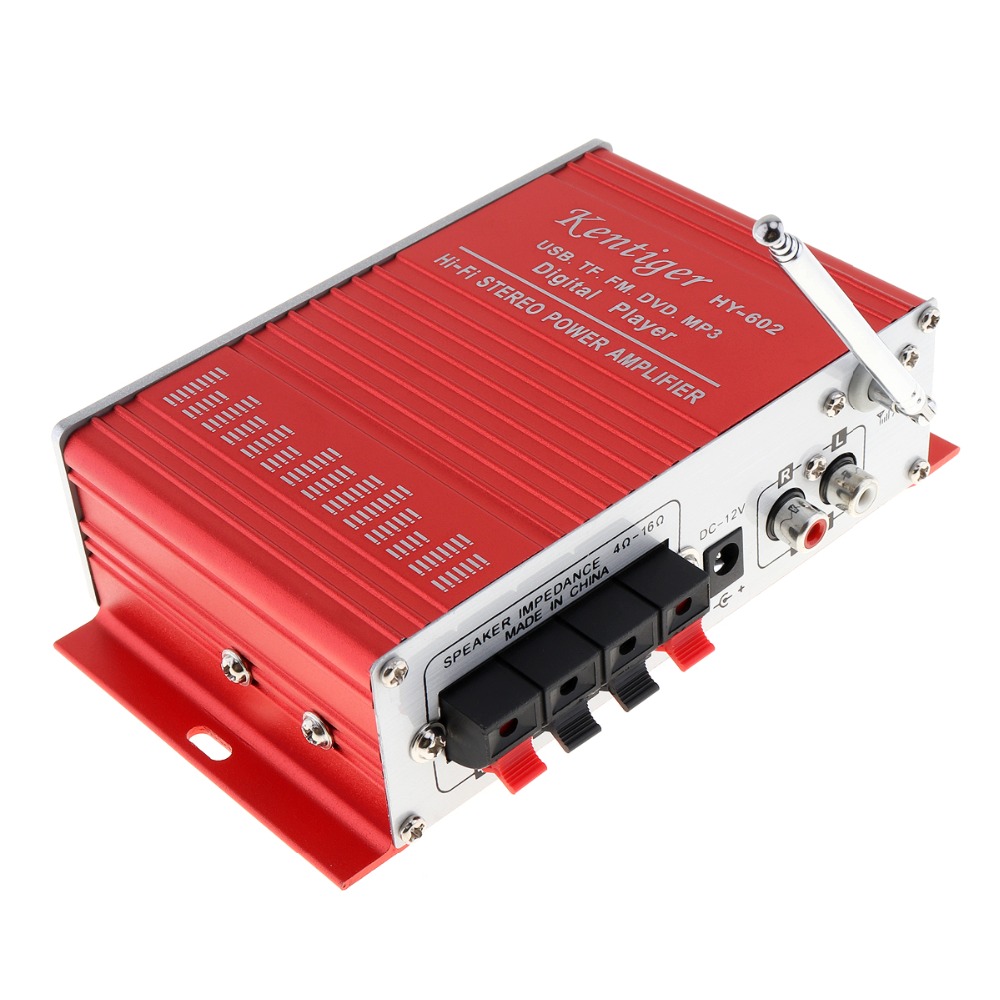 HY-602 HI-FI 12V Digital Audio Player Car Amplifier FM Radio Stereo Player Support SD/ USB / DVD / MP3 Input with Remote Control