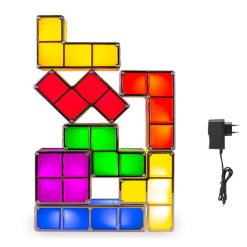 7PCS Tetris Lamp Stackable LED Night Light Tetris Puzzle Light Magic Light Up Blocks Induction Interlocking LED Novelty DIY Toy