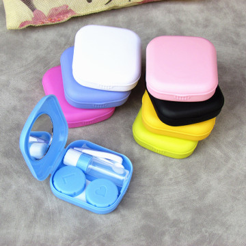 Contact Lens Case Unisex Travel Easy Carry Colored Container Lenses Box with Mirror Tweezers Mini Square Travel Eyes Care Kit