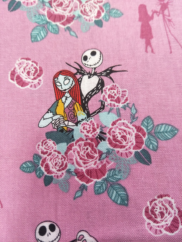 Nightmare Before Christmas Couple Jack Skull Flowers Purple Cotton Fabric for Girl Clothes Cushion Cover DIY 105cm Width-BK929