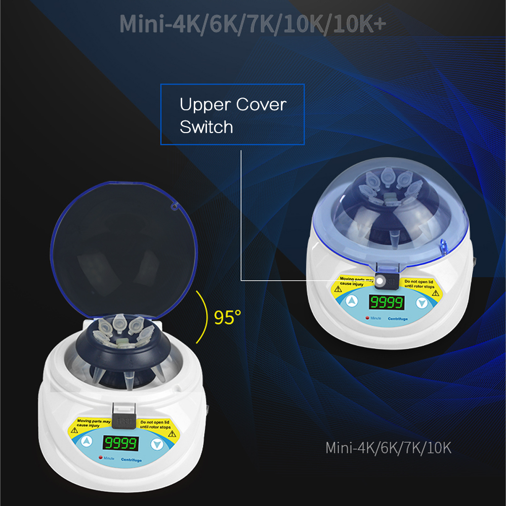 MINI-10K+ 3000~10000rpm Adjustable Mini Lab Centrifuge Machine for 2/1.5/0.5/0.2ml Centrifugal Tube Lab Equipment