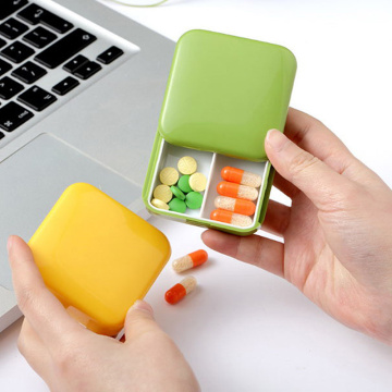 1 PC Open Style Pill Box Mini Portable 2 Grid Push Medicine Pillbox Tablet Storage Case Container Cases Storage Box New