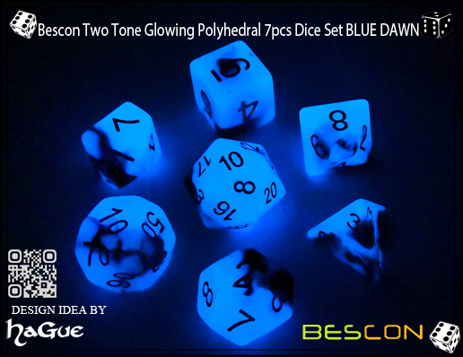 Bescon Two Tone Glowing Polyhedral 7pcs Dice Set BLUE DAWN-3