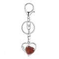 Natural Gemstone Love Heart Birthstone Pendant Keychain
