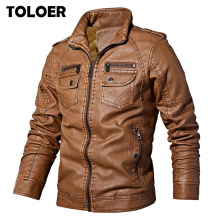 2021 New Leather Jacket Men Winter Fleece Casual Motorcycle Jackets Autumn Male PU Coat Mens Brand Clothing Vintage Warm Jackets