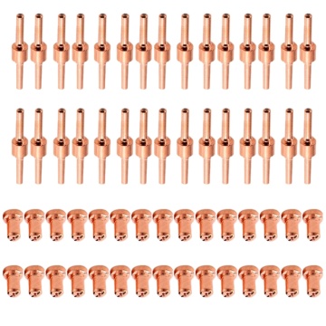 100Pcs Red Copper Extended Long Plasma Cutter Tip Electrodes Nozzles Kit Consumable For Pt31 Lg40 40A Cutting Welder Torch