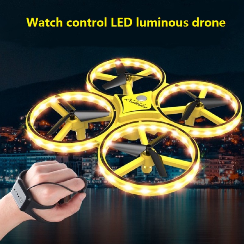 Gesture flying mini RC drone Watch drone Interactive induction RC quadcopter intelligent watch remote control LED light drone