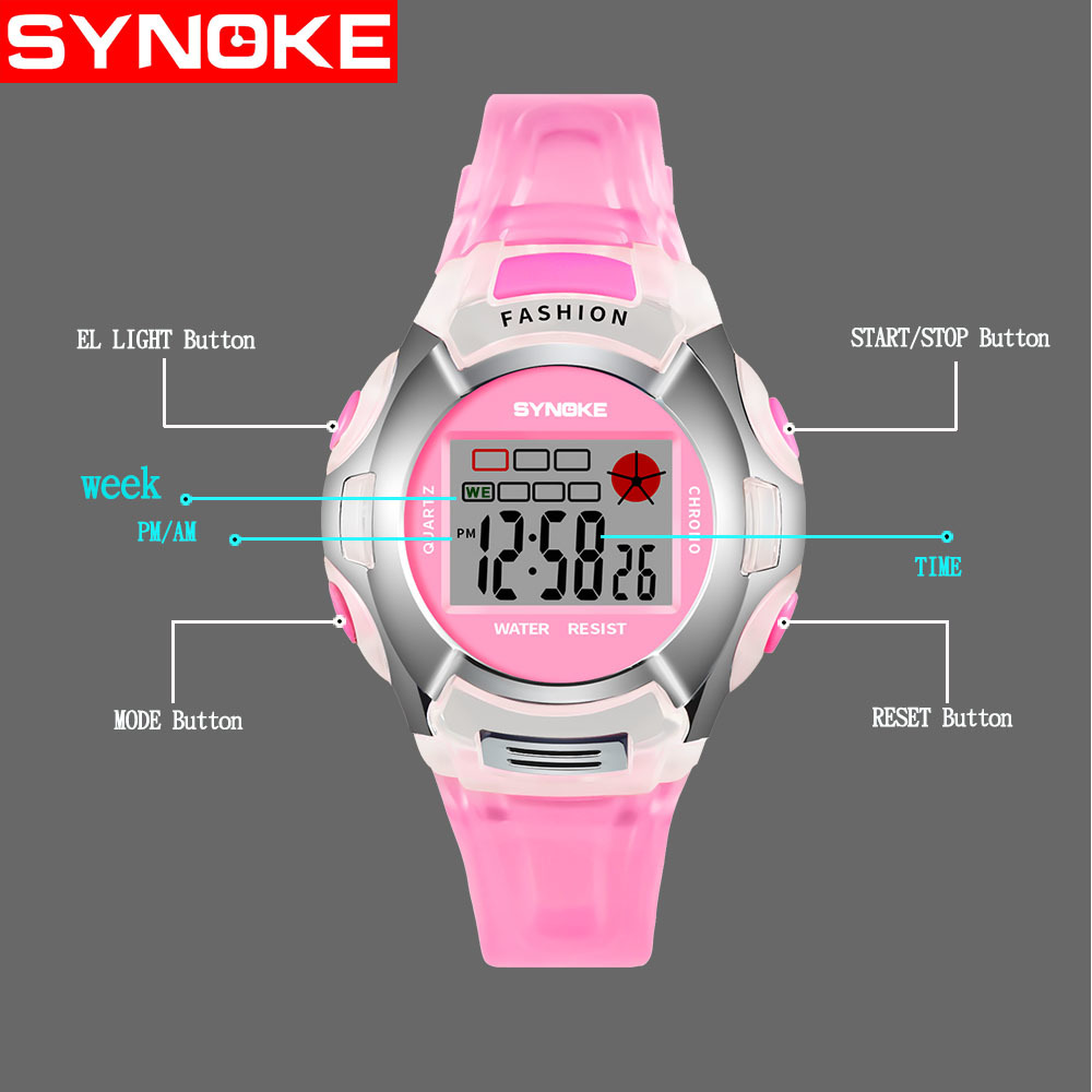 SYNOKE Children Digital Watches Boys Girls Gifts LED Sports Waterproof Students Alarm Date Casual Kids Electronic Watch