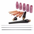 17Pcs Welders Welding Torch Tig Cup Collet Body Nozzle Kit Tungsten Electrode For Wp-17/18/26 Tig Welding Torch