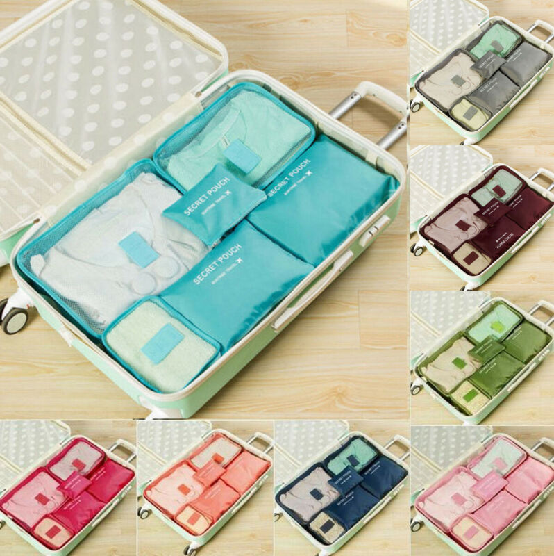 Fashion Style Travel Storage Bag 6Pcs Set Unisex Use Travel Accessories for Clothes Luggage Packing Cube Organizer Suitcase