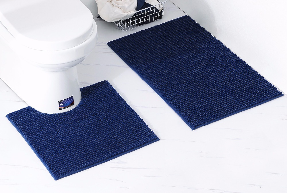 Bathroom 2Pcs/Set Bathroom Mat Set Embossing Flannel Floor Rugs Cushion Toilet Seat Cover Bath Mat for Home Decoration