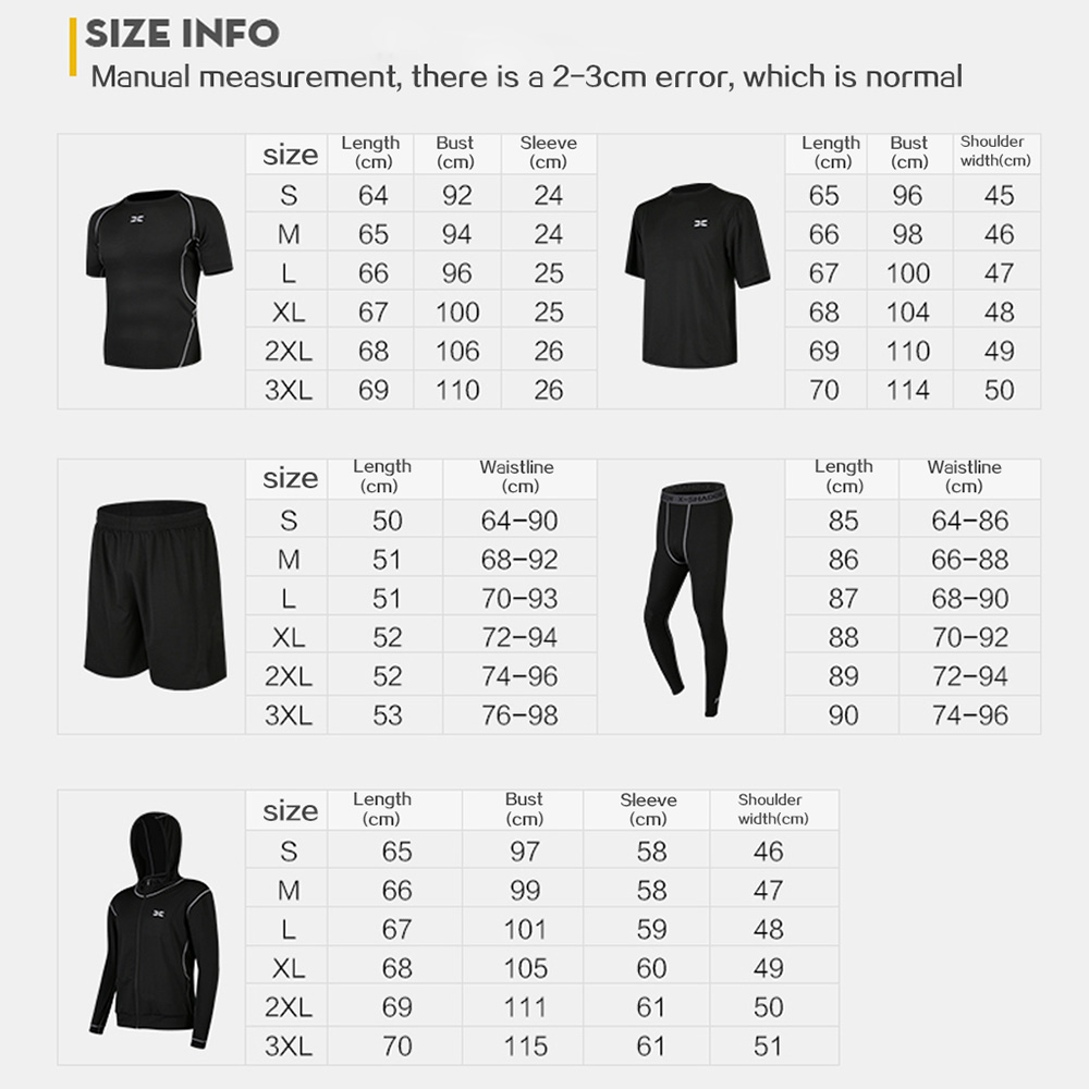 5pcs / set Men's Gym Workout Sports Suit Fitness Compression Clothes Running Jogging Sport Wear Exercise Workout Tights