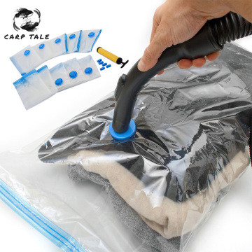 New 1/4/8pcs Home Convenient Vacuum Bag for Clothes Storage Bag With Valve Transparent Foldable Compressed Organizer Saving Seal