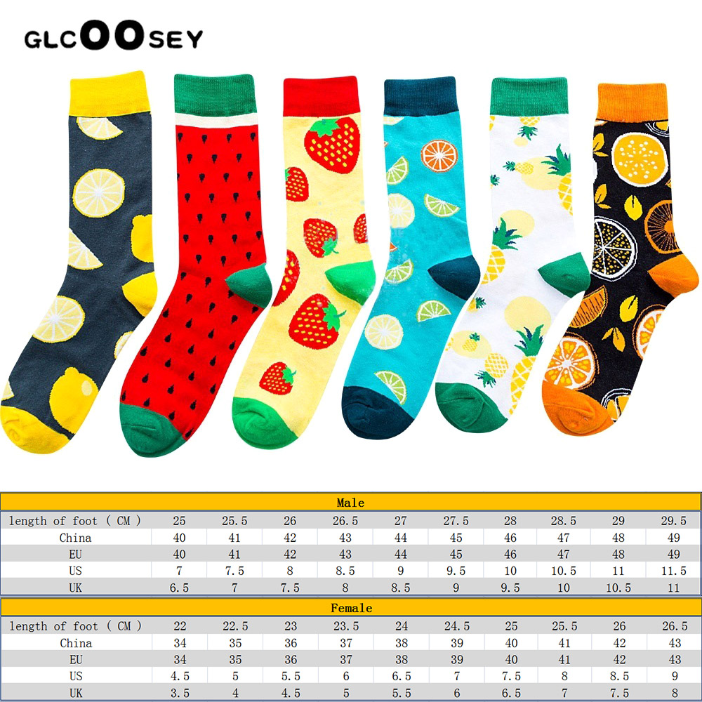 6/5 pairs/pack Korean Fresh Fruits Socks Lemon Pineapple Orange Watermelon Strawberry Fish Jellyfish swim ring Ship anchor socks