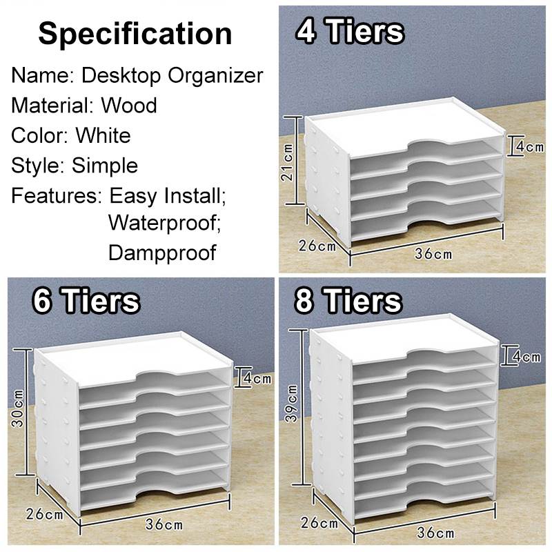 4/6/8 Tiers Office Desktop Organizer File Holder with Sliding Drawer File Holder Document Letter Tray Holder for Home Office