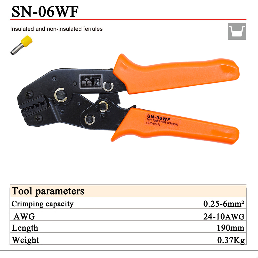 COLORS SN-06WF Mini European Straight Multi jaw terminal Crimping tool plier 0.25-6mm2 hand tools Crimper pliers