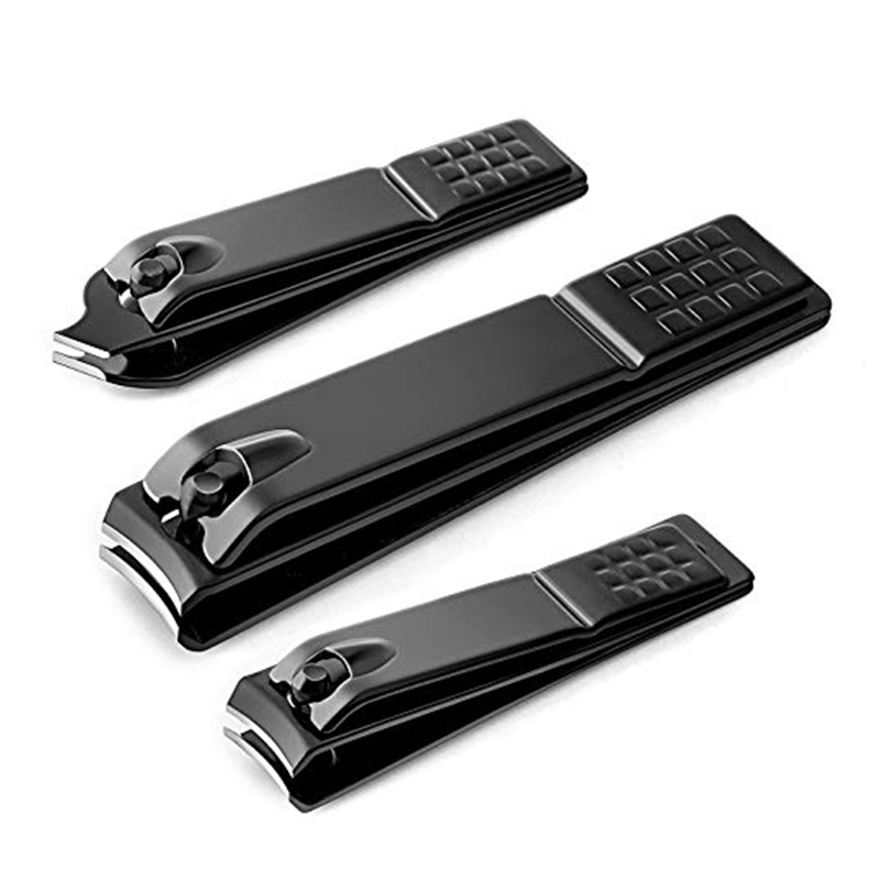 3Pcs Black Stainless Steel Nail Clipper Nail Cutting Machine Professional Nail Trimmer High Quality Toe Nail Clipper Set Best