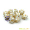 Bescon Polyhedral 10 Sides Dice with Number 1-10, Marble White 10 Sided Dice, 10 Sides Cube 1-10 Pearl White