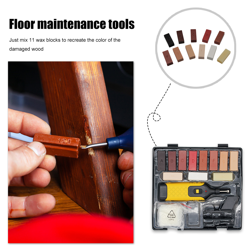 Laminate Floor Repair Kit Furniture Scratch Fix Wax System Floor Worktop Sturdy Casing Chips Scratches Mending Tool Set