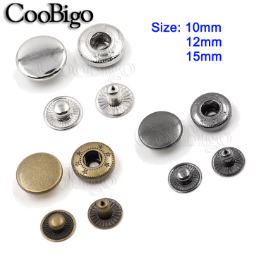 12set Metal Press Studs Sewing Button Snap Fasteners Sewing Leather Craft Clothes Bags Garment 10mm 12mm 15mm