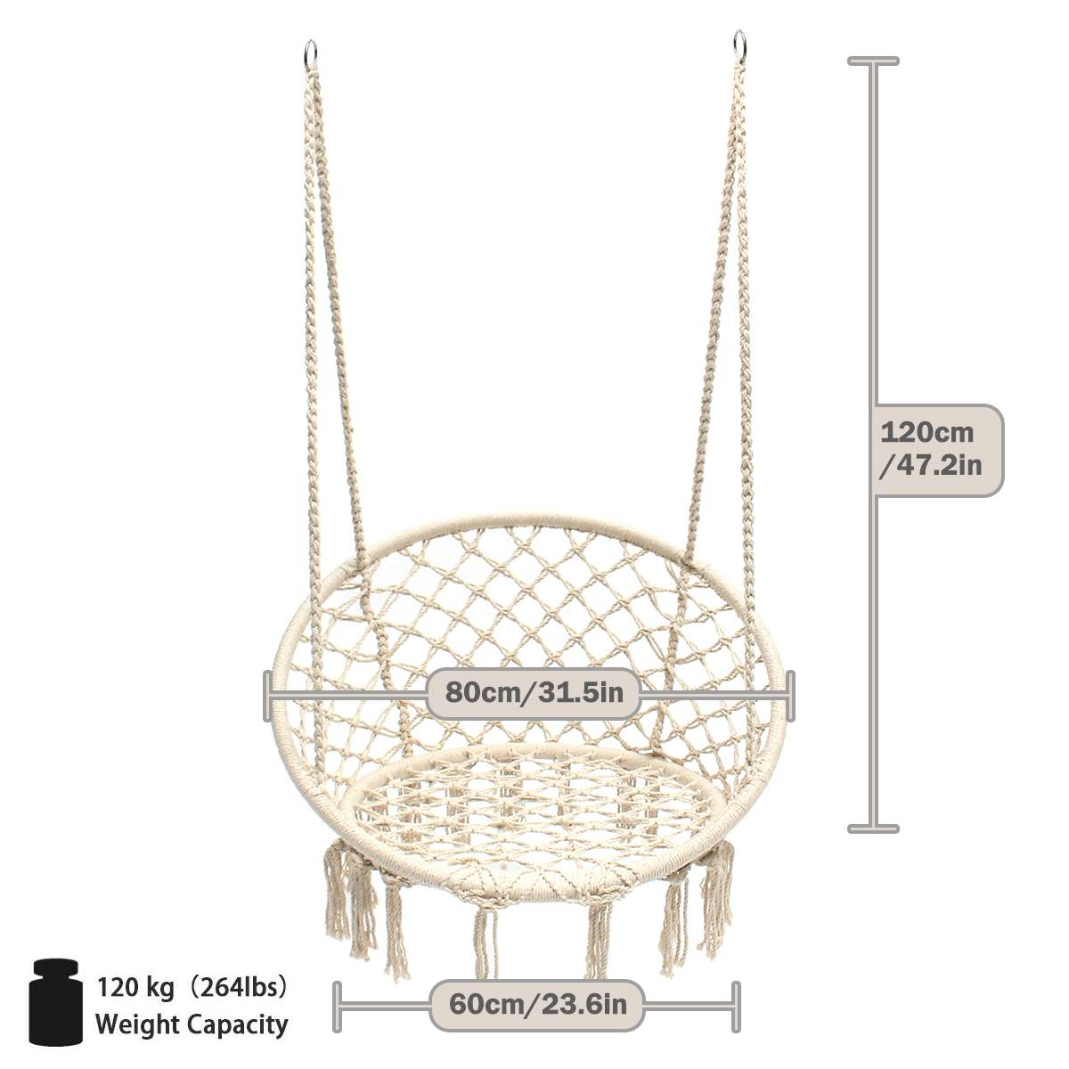 Round Hammock Chair Outdoor Indoor Dormitory Bedroom Yard For Child Adult Swinging Hanging Single Safety Chair Hammock