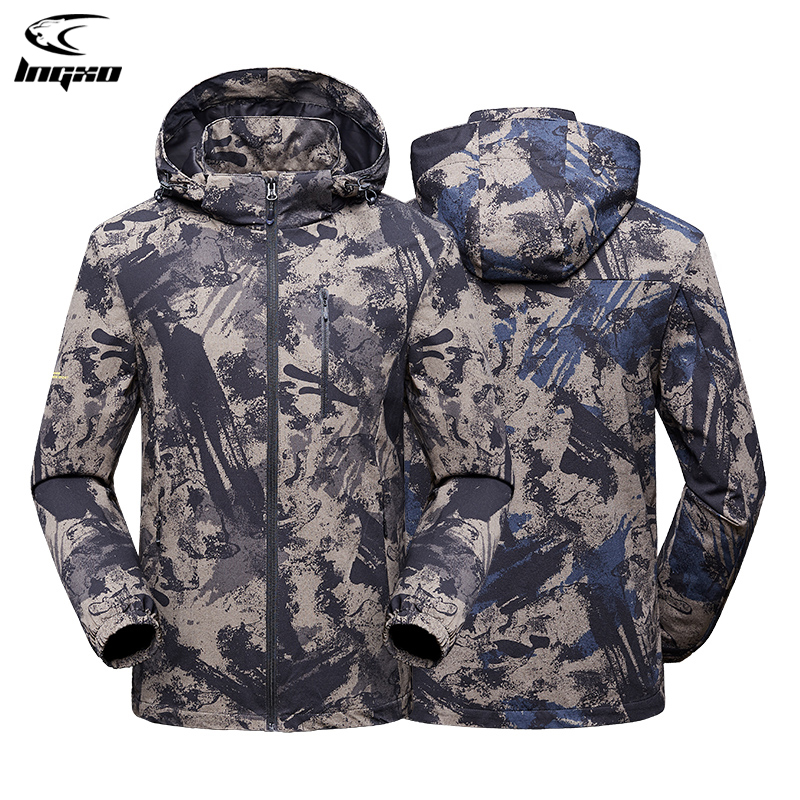 LNGXO Rain Jacket Men Waterproof Hunting Clothes Hiking Camping Camouflage Tactical Windbreaker Goretex Jacket Outdoor Coat Men