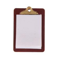 1PC Useful Mini Dollhouse Miniature Accessories Alloy Clipboard with Real Paper Attached Small Memo Pad