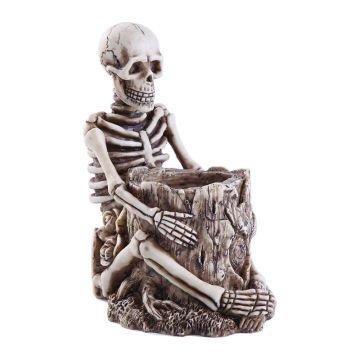 Skull Pen Holder Skeleton Makeup Brush Pencil Storage Home Office Desk Organizer Halloween Decor
