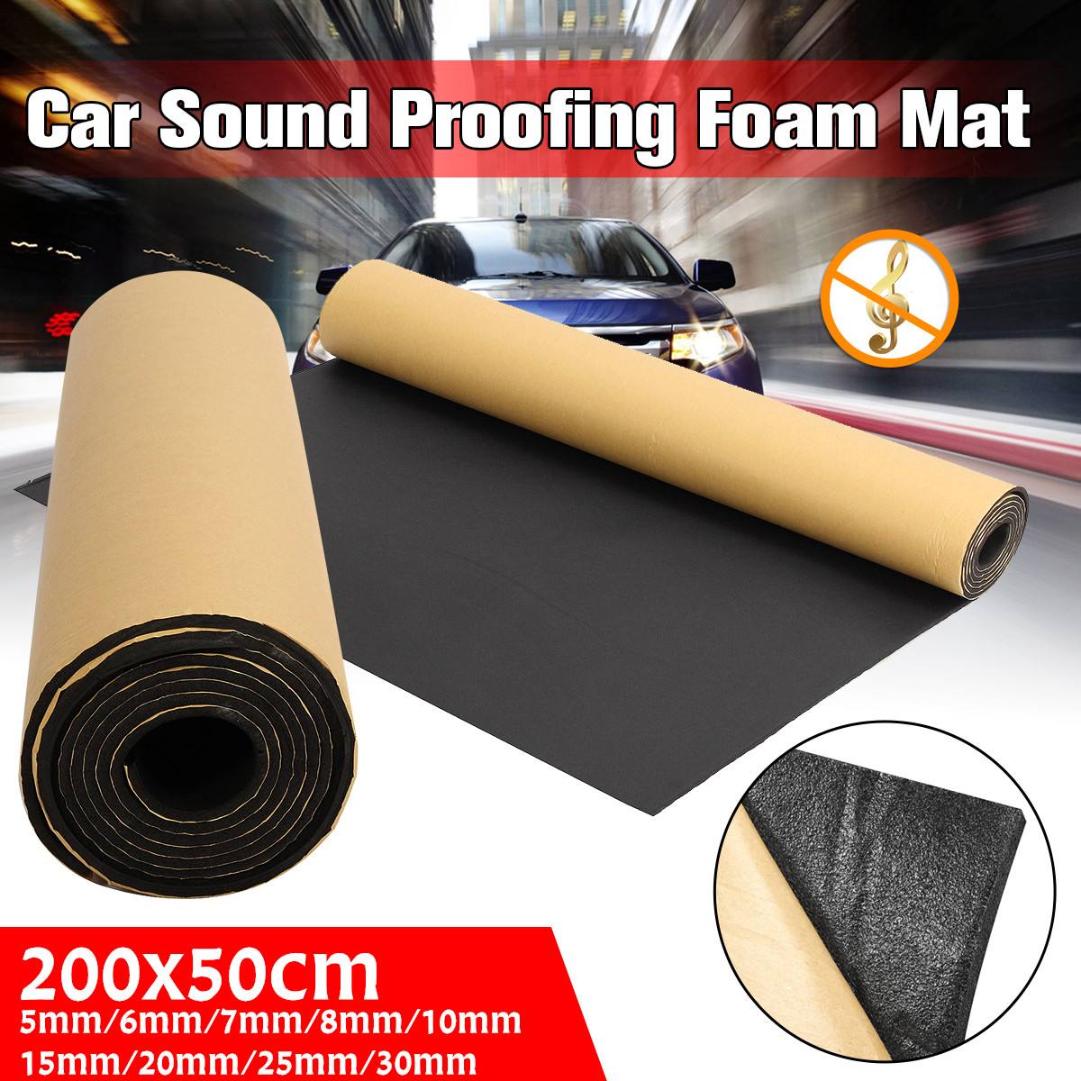 200cmx50cm 5mm-30mm Car Sound Proofing Deadening Car Truck Anti-noise Sound Insulation Cotton Heat Closed Cell Foam
