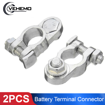 Vehemo Hot 2Pcs 1.2cm Car Truck Battery Terminal Connector Clamp Clips Negative Positive Aluminum Alloy Material