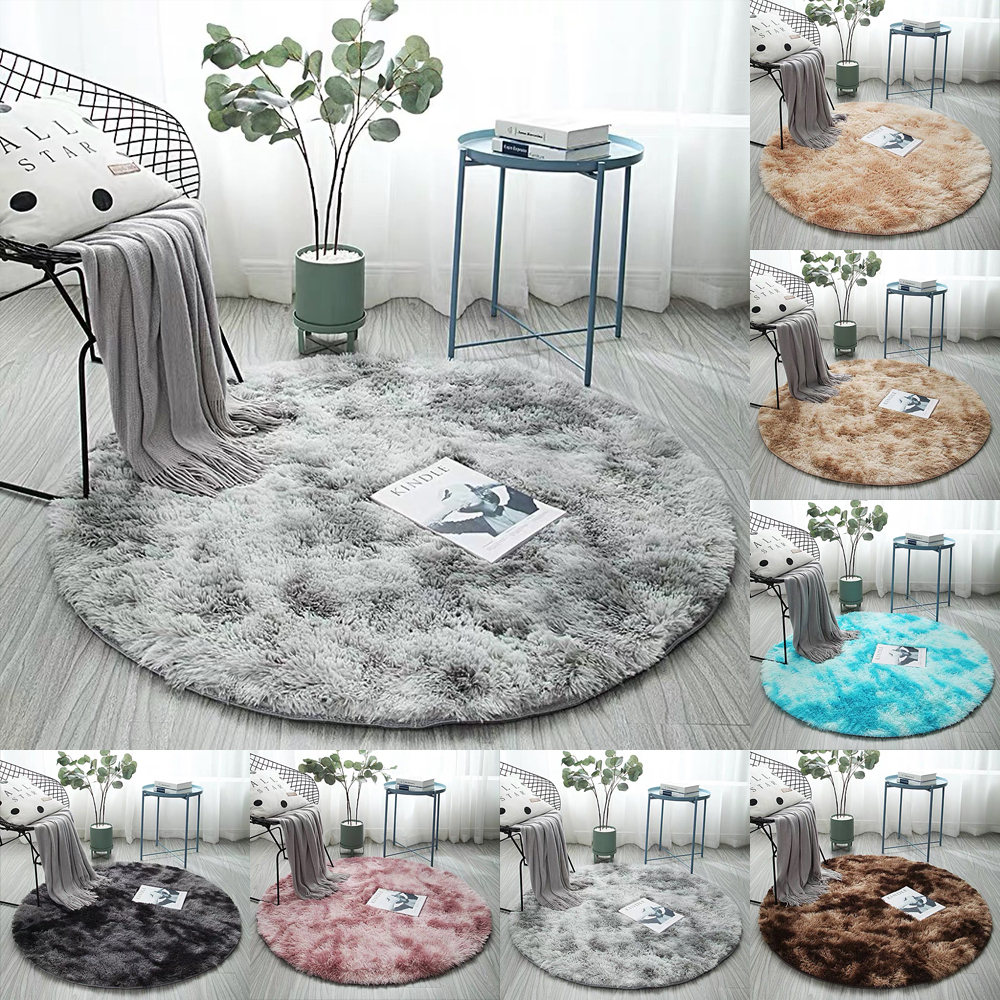 30/100cm Tie-dye Round Carpet Thicker Rugs Non-slip Round Mat Bathroom Area Rug For Living Room Soft Fluffy Child Bedroom Mats