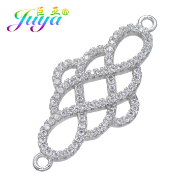 Juya DIY Jewelry Findings Material Cubic Zircon Copper Charm Connectors Accessories For Fashion Earrings Bracelet Jewelry Making