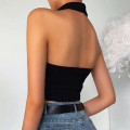 30# Sexy Tops Women Fashion V-neck Halter Buttons Sleeveless Vest Slim Short Tank Tops Summer Tops women ropa mujer топ женский