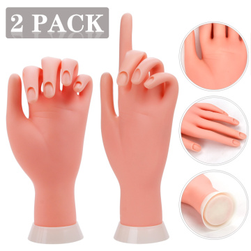 1/2Pcs Nail Training Hand Bendable Table Mount Soft Manicure Practice Model Salon Fake Equipment Flexible UV Gel Display Tool