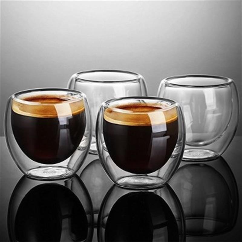 New Double Wall Shot Wine Beer Glass Double Wall Espresso Coffee Cup Tea Set Cup 80-450ml Heat Resistant Teacup Glasses Creative