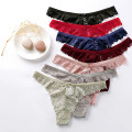 3Pcs/Lot Sexy Lace Thong Low Waist Lace Transparent Panties Women Hollow out Breathable G String Briefs Bow Underwear Lingerie