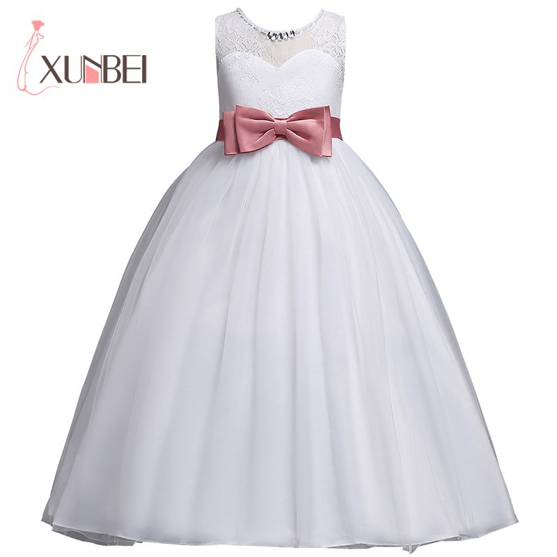 New Arrival Princess Lace Flower Girl Dresses Big Bow Ball Gown Girls Pageant Dresses First Communion Dresses Party Dress