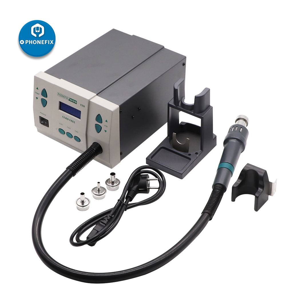 PHONEFIX 861DW 110V /220V Lead Free Hot Air Rework Station BGA Soldering Station with 3 Nozzles for Phone PCB Soldering Repair