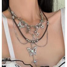 Chain tassel four pointed star niche clavicle chain