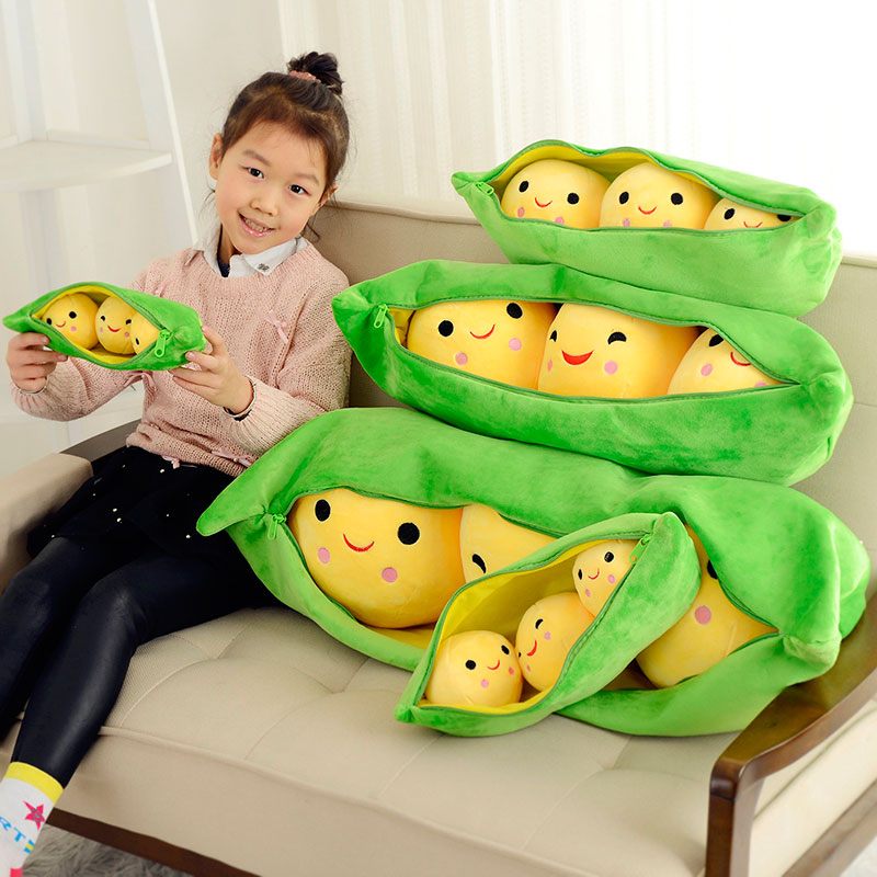 Creative Cute Toys Doll For Children 3 Peas In A Pod Plush Toy Soft Throw Pillow Stuffed Pea Pod Toy Kids Birthday Xmas Gift