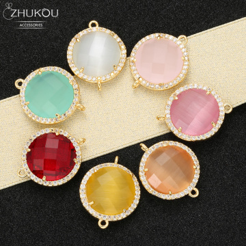 ZHUKOU New 18x22mm crystal Connectors accessories for Necklace jewelry making Candy jewelry findings for decoration model:VS334