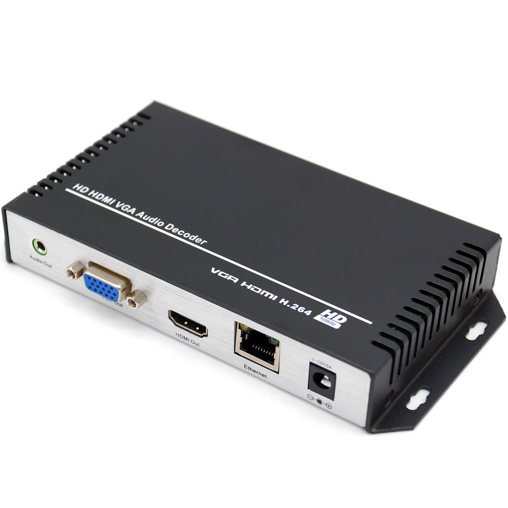 H.264 HDMI VGA HD Video Audio Decoder IP Streaming Decoder for HTTP RTSP RTMP UDP HLS IP Camera to IP Receiver