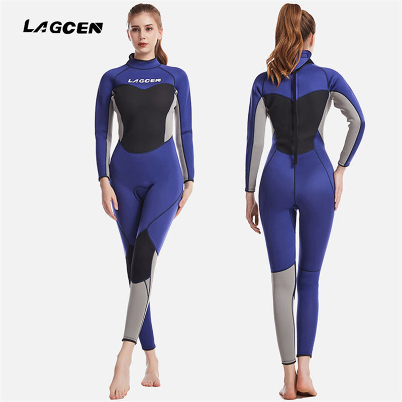 LAGCEN 2.5mm Neoprene Wetsuit Women Long sleeve Diving suit Demale Surfing Snorkeling Scuba Spearfishing Winter thermal Swimsuit