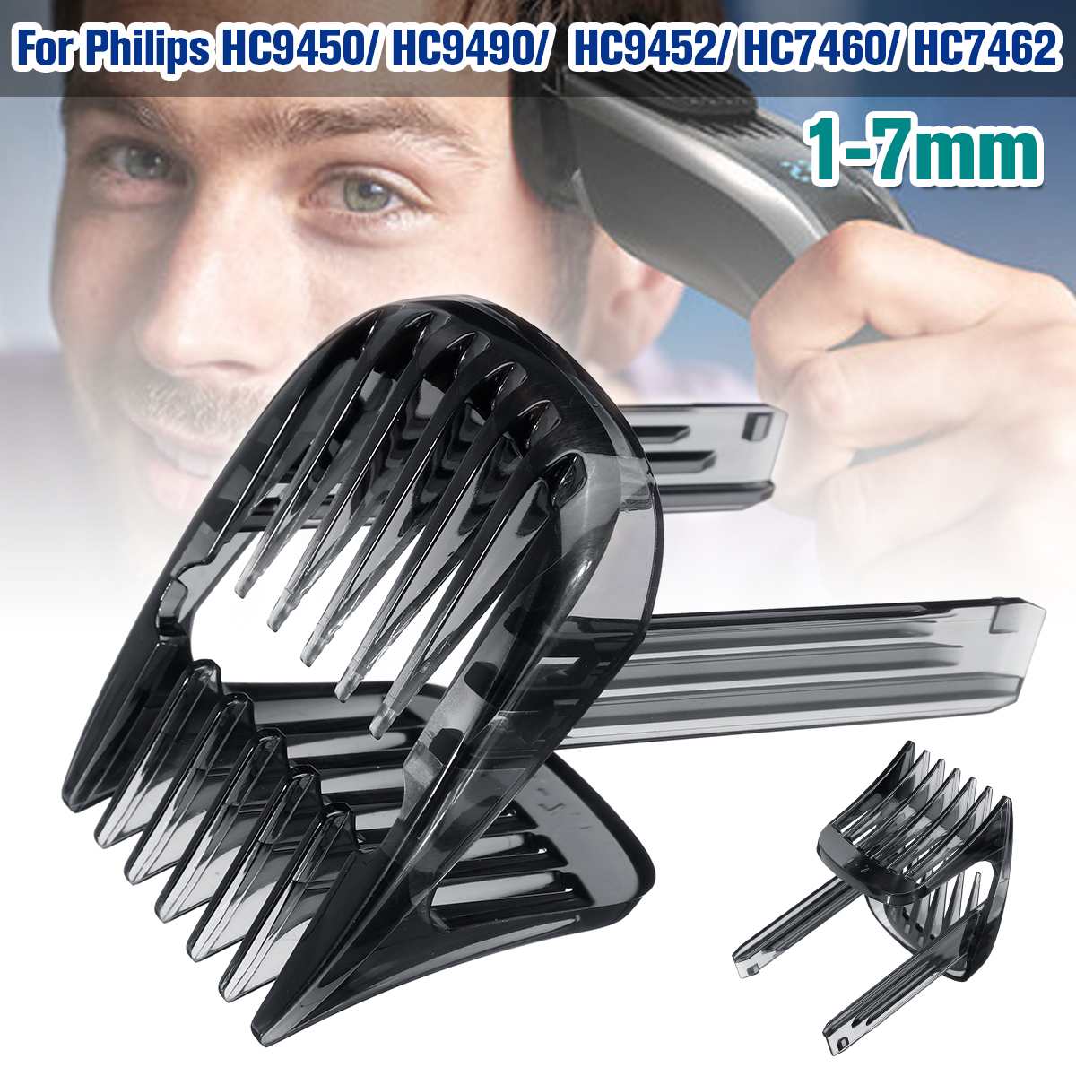 1pcs Hair Clipper Comb for Philips HC9450 HC9490 HC9452 HC7460 HC7462 Hair Trimmer 1-7mm Replacement Comb