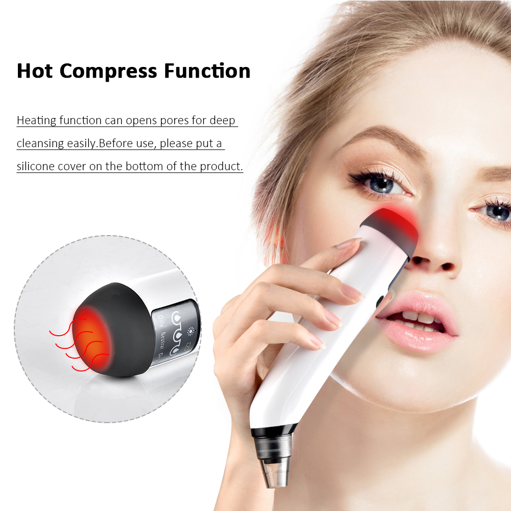 Heating Vacuum Blackhead Remover Pore Cleaner Black Dot Acne Pimple Remover Tool Cleanser Beauty Nose Skin Face Care Suction