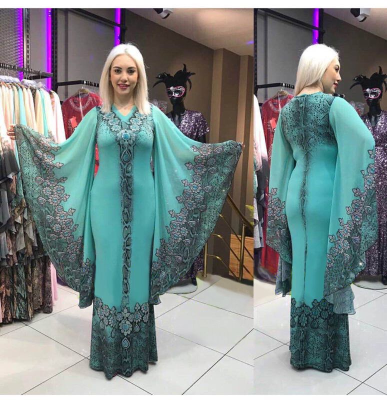 Turkey Muslim Dress Abayas for Women Moroccan Kaftan African Dresses Islamic Clothing Batwing Sleeve Party Night Jilbab Vestidos