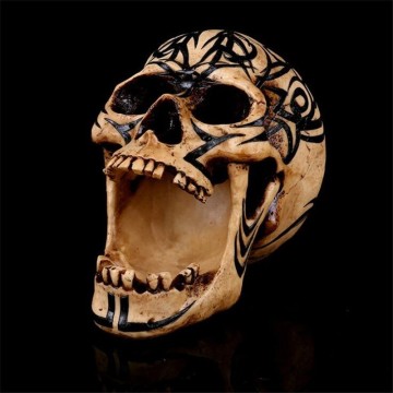 Home Decor Resin Tattoo Totem Skull Statue Craft Statues For Decoration Art Carving Medical Model Halloween Figurines Sculpture