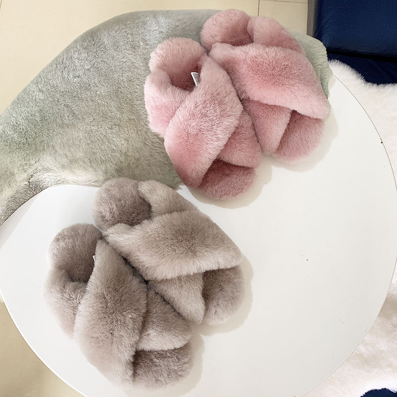 MYLRINA 100% Natural Sheepskin Fur Slippers Fashion Female Winter Slippers Women Warm Indoor Slippers Soft Wool Lady Home Shoes