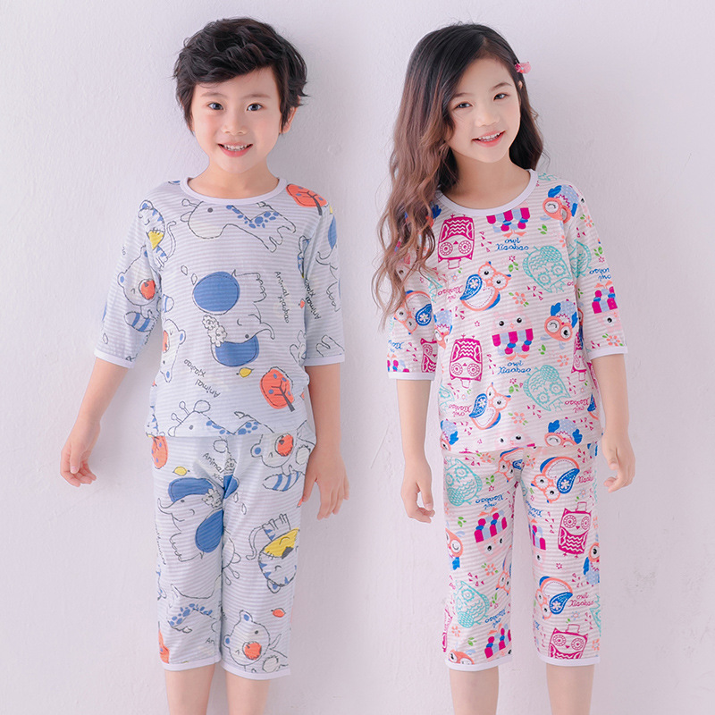 Summer Baby Boys Girls Sleepwear Suits Short Sleeve Children Pajamas Infantil Pyjamas Girls Cartoon Pijamas Kids Clothing Sets