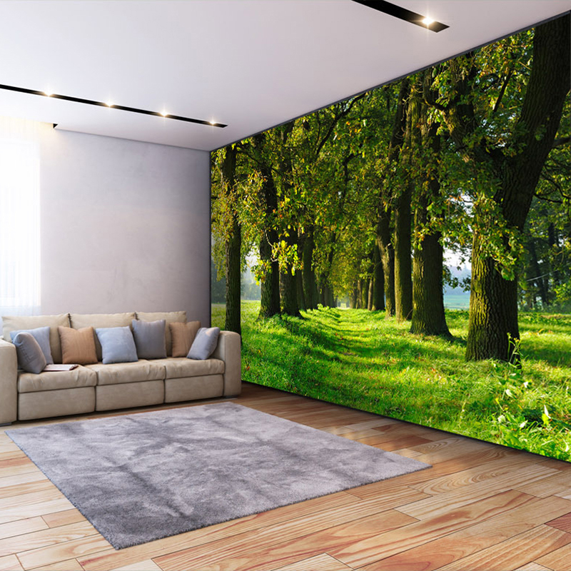 3D Photo Wallpaper Non-woven Straw Texture Large Murals Wall Painting Forest Small Road Living Room Sofa TV Backdrop Wall Papers